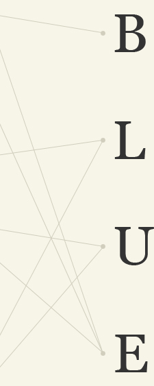 BEACH 의 B, LIGHT, LEGEND의 L, UTOPIA, UNIQUE의 U, EXIT, ENERGY, EXCITING의 E. BLUE